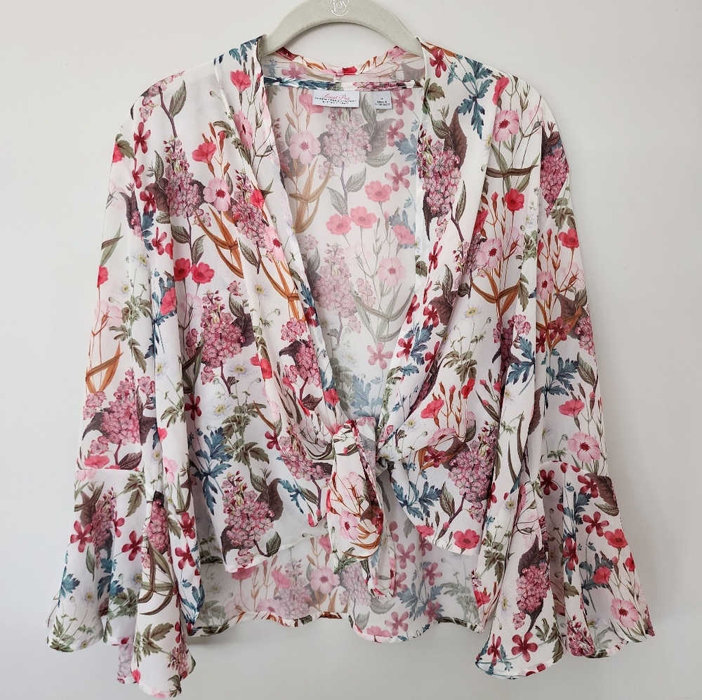 New York & Company "Sweet Pea" size M floral over shirt